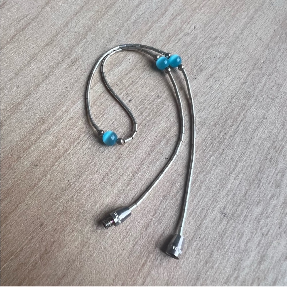 Southwestern Liquid silver blue beaded ankle bracelet - Picture 4 of 4